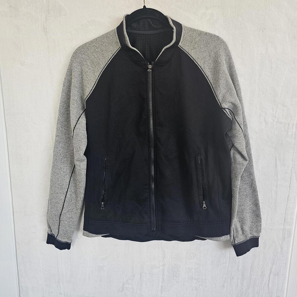 Lululemon Heather Gray/Black Var-City Bomber Full Zip Jacket Women's Size 8